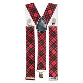 Red Tartan Accessory 2.5cm Wide Braces Scottish Scotland Theme Burns Night Fancy Dress
