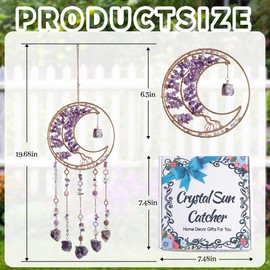 Dream Catchers Tree of Life Dream Catcher Amethyst Crystal Dreamcatcher Wall Decor with Healing Crystal Stone & Fluorite Wall Art Hanging for Bedroom Home Decor Bless Gift Wedding Garden-Purple