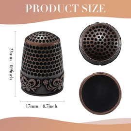 FR 4Pcs Sewing Thimbles, Metal Thimbles for Hand Sewing Finger Protector Knitting Needlework DIY Tools Red Copper