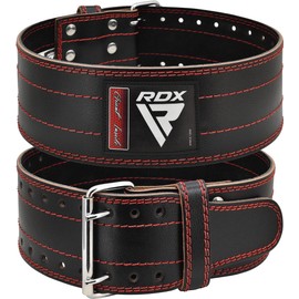 RDX 4 Inch Leather Weightlifting Belt, IPL USPA Approved, 12 Adjustable Holes, 6 mm Training Belt Buckle, Powerlifting Fitness Strength Training Belt Bodybuilding, Weightlifting Padded, Men Women
