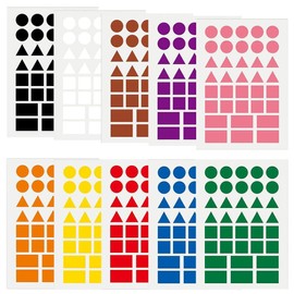 NOPKESV Pack of 160 geometric shapes stickers (circle, triangle, square, rectangular) (5 colours)
