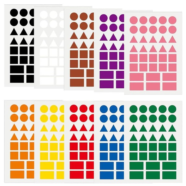 NOPKESV Pack of 160 geometric shapes stickers (circle, triangle, square,