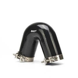 Tucool Racing 4-Ply 3" Silicone 135 Degree Elbow Connector Joiner Turbo Hose Pipe Intercooler Turbo Air Intake Pipe Length 170mm Thickness 5mm with T-Bolt Clamps (Black, 76mm (3"))