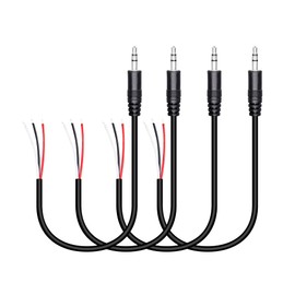 RIIEYOCA 4 Pack 3.5mm Male to Bare Wire Stereo Audio Cable, 1/8" TRS 3 Pin Mono Male to Open Audio Cable for Installed and Repaired Audio Devices