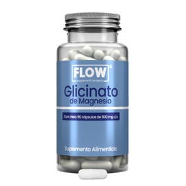 Flow Supplements | Glicinato de Magnesio 500 mg - 90 Cápsulas - Suministro de 3 Meses- Magnesio Alta Absorción - Suplemento Alimenticio Apto para Dietas Keto - Sin Azúcar y Sin Gluten