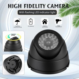 JSMTKJ Pack of 2 Fake Camera Dummy with Realistic Flashing LED Light, Dummy Surveillance Camera for Outdoor and Indoor Use, Ideal for Home, Office and Garden