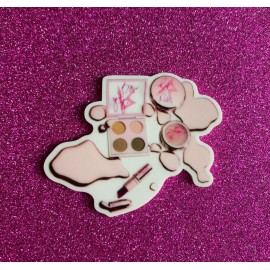 5pc. Pink and Gold, Eyeshadow, Lipstick, Foundation, Resin Planar Flatback,