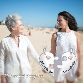 POPLYKE Heart Matching Mom and Her Sweet Necklace 2 Sterling Silver Mother Jewelry Mommy Necklace Set Mothers Day Gifts for Women Wife