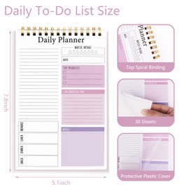 Newkita 5.1x7.8 Inch To Do List Notepad for Work, 30 Sheets Undated Daily Planner Notebook, Multiple Functional Checklist Notepads for Office, School and Home (White)