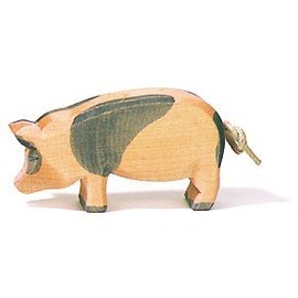 Ostheimer 10952 Pig Figurine Mottled Lowered Head