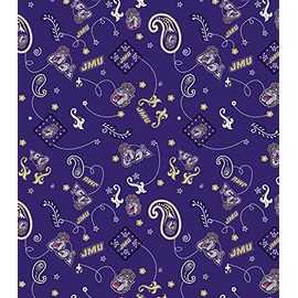 SYKEL ENTERPRISES James Madison University Cotton Fabric Sold by The Yard-JMU Dukes Bandanna 100% Cotton Quilting Fabric-SYKEL JMU027