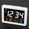 Natudeco Digital Alarm Clock Colorful Large Screen LCD Electronic Desk
