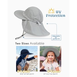 Creekstone Toddler Kids Sun Hat with Neck Flap UV Protection Wide Brim Summer Beach Hat for Toddler Girls Boys 2-9 Years (CA/US, Age, 2 Years, 4 Years, Light Grey)