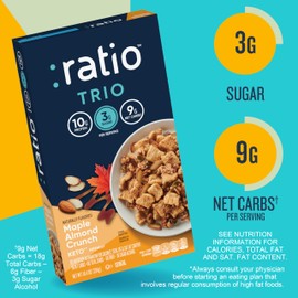 Ratio Trio Maple Almond Crunch Cereal, 10g Protein, Keto Friendly, 10.4 oz