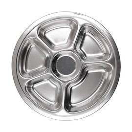 Aspire 3 Pack Stainless Steel Round Dinner Plate Divided Plates Camping Serving Platter-6 Sections