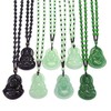 Yocoyee Obsidian Stone Buddha Beads Chain Necklace Imitate Jade Buddhism