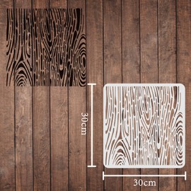 FINGERINSPIRE Wood Grain Stencils Template 11.8x11.8inch Plastic Wood Grain Drawing Painting Stencils Square Reusable Stencils for Painting on Wood, Floor, Wall and Tile