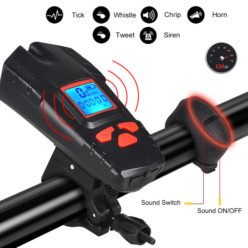 USB Rechargeable Bike Light with Bike Bell 4 Lighting Mode