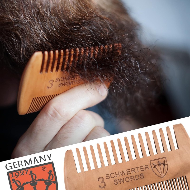 3 Swords Germany Peach Wood Beard & Mustache Comb –