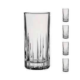 Ocean by Anchor Hocking Present Glassware Traze Highball Glasses (4-Pieces), 12-ounce, Dishwasher Safe