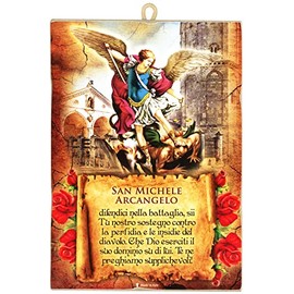 KUSTOM ART Vintage Style Picture of St. Michael the Archangel Collectible Print on Wood for Furniture Restaurant Pizzeria Bar Hotel