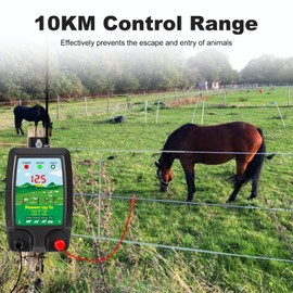 TEOV Electric Fence Energiser 10 km Range with LED Display, 2J Output 12kV Waterproof Electric Fence Charger for Protect Poultry, Livestock, Cattle, Sheep