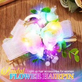 Reaky Light Up Claw Clip Led Flower Hair Clips Gold Metal Hair Claw Pearl Hair Accessories for Women