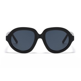 LJCZKA Retro Round Sunglasses for Women Men 90s Oversized Oval Sun Glasses Trendy Vintage y2k Round Shades Sunnies UV400 Protection for Driving Cycling Outdoor (BlackBlack)