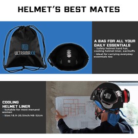 UM ULTRAMAXX Safety Helmet Hard Hat with Visor and Ear Protection, ANSI Z89.1 Approved Lightweight Vented Work Helmet Kits, 6-Point Suspension Hardhat Ideal for Industrial and Construction,Black