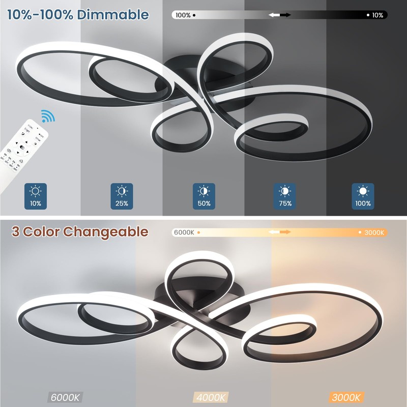 HLILCEH 66W Modern LED Ceiling Light, Flower Flush Mount Light