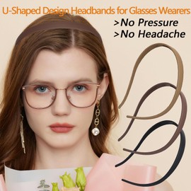 3 Pack Headbands Designed for Eyewear,Flex No Pressure Hairbands for Women Comfortable Plastic Headbands with Teeth-Matte Finish