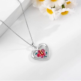 YAFEINI Hibiscus Necklace 925 Sterling Silver Flower Jewelry for Women Mother Gifts Hibiscus Lovers Birthday Christmas Gifts