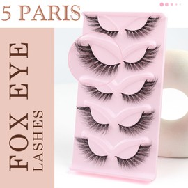 3D False Eyelashes, 5 Pairs, Fox Eyelashes, Natural Fake Lashes, Handmade Soft Artificial Eyelashes, Cat Eye