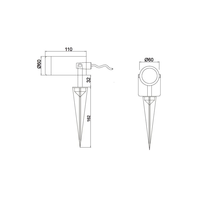 Eamon - 230V IP65 GU10 Polycarbonate Spike Light - Black
