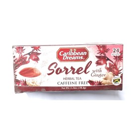 Caribbean Dreams Sorrel & Ginger Tea, 24 Tea Bags, All Natural, Caffeine Free, Herbal Tea, White, (CD S&G)