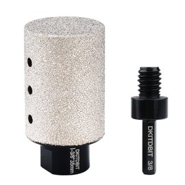 Diamond Coated Finger Bit, 1-3/8" Tile Milling Bit to Enlarge Polish Shape Holes on Porcelain Ceramic Marble Granite Tile Countertop, with 5/8-11 Thread to 3/8" Hex Shank Adapter, Diameter 35mm