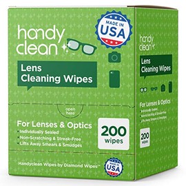 Pre-moistened Lens and Glass Cleaning Wipes: for Glasses, Camera, Cell Phone, Smartphone, and Tablet – Safe for AR Lenses, Quick Drying, Streak Free, Disposable - Individually Wrapped - 200 Pack