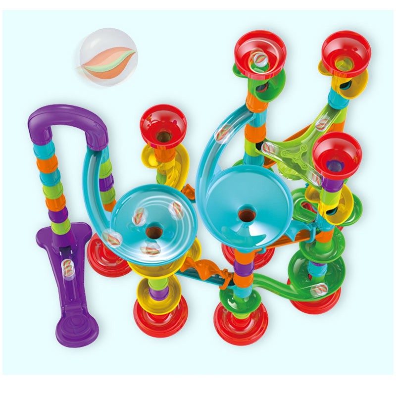 Roll Ball Track Building Blocks Colorful Stereoscopic Maze Stacking Toys