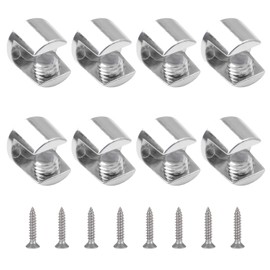 UFURMATE Glass Shelf Bracket, 8Pcs Wall Mounted Adjustable Glass Shelf Clamp Clips Polished Chrome Zinc Alloy Glass Clamp Brackets Supports Cylindrical Mounting Brace for 8-12mm Thick Glass