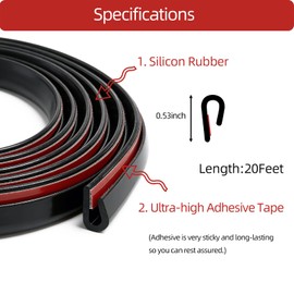 Aroilder Self-Adhesive Car Door Edge Guards - U Channel Rubber Edge Trim for Metal Edge Protection, Fits Most Car Doors, Hatches, Lockers & Panels, 20Ft