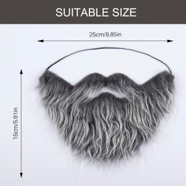 Yan Dream Gray Fake Beard with Mustache Big Full Grey Costume Facial Hair for Men Cosplay Accessory