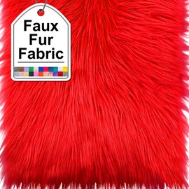 Red Faux Fur Fabric Squares, 10x10 Inches Fluffy Faux Fur for DIY Crafts, Fashion Design, Beard, Sewing, Cosplay Costumes, Seat Pads, Rugs, Pillows and Home Decoration Projects
