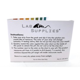 LabRat Supplies pH Test Strips, pH 4.5-8.0, 0.3 pH Intervals, 300 Strips | for Urine & Saliva