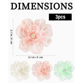 UYRVAPE 3pcs Flower Hair Clips, Cute Organza Hair Pins for Women, Bridal Hair Clips for Girls, Wedding, Hair Accessories, Decorative for Women and Girls Gifts