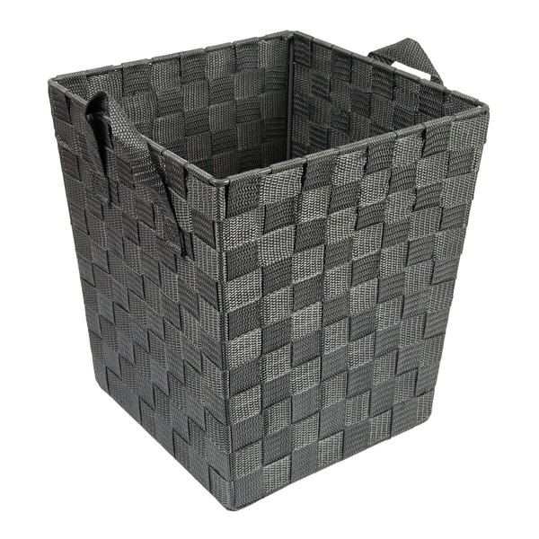 EHC Woven Waste Paper Bin Basket with Hollow Handle, Grey