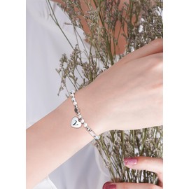 HAYOUWAY 4 mm Rose Quartz Gemstone Bracelet Women Girls with Letter Charm Healing Stones Bracelet Natural Stone Bracelets Gifts for Women Girls Best Friend Birthday Chakra Bead Bracelet Women,