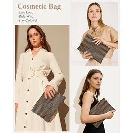 Bolsas de cosméticos, bolsa de maquillaje, neceser, organizador de tabel, A_Dark Borwn, Medium
