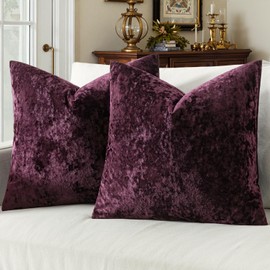 MIULEE Velvet Throw Pillow Covers Set of 2, Soft Neutral Decorative Pillow Cases with Luxurious Textured Vintage Cushion Covers for Home Decor Couch Sofa Bed,Purple 24x24 inch
