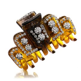 Gorgeous Mid-size Hair Claw Jaw Pin Butterfly Clip Rhinestones Hair Styling Accessories Gift for Girlfriend Friend Women Mom (Brown)