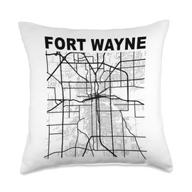 International City Mapz Co. Fort Wayne City Street Map Indiana Souvenir Throw Pillow, 18x18, Multicolor